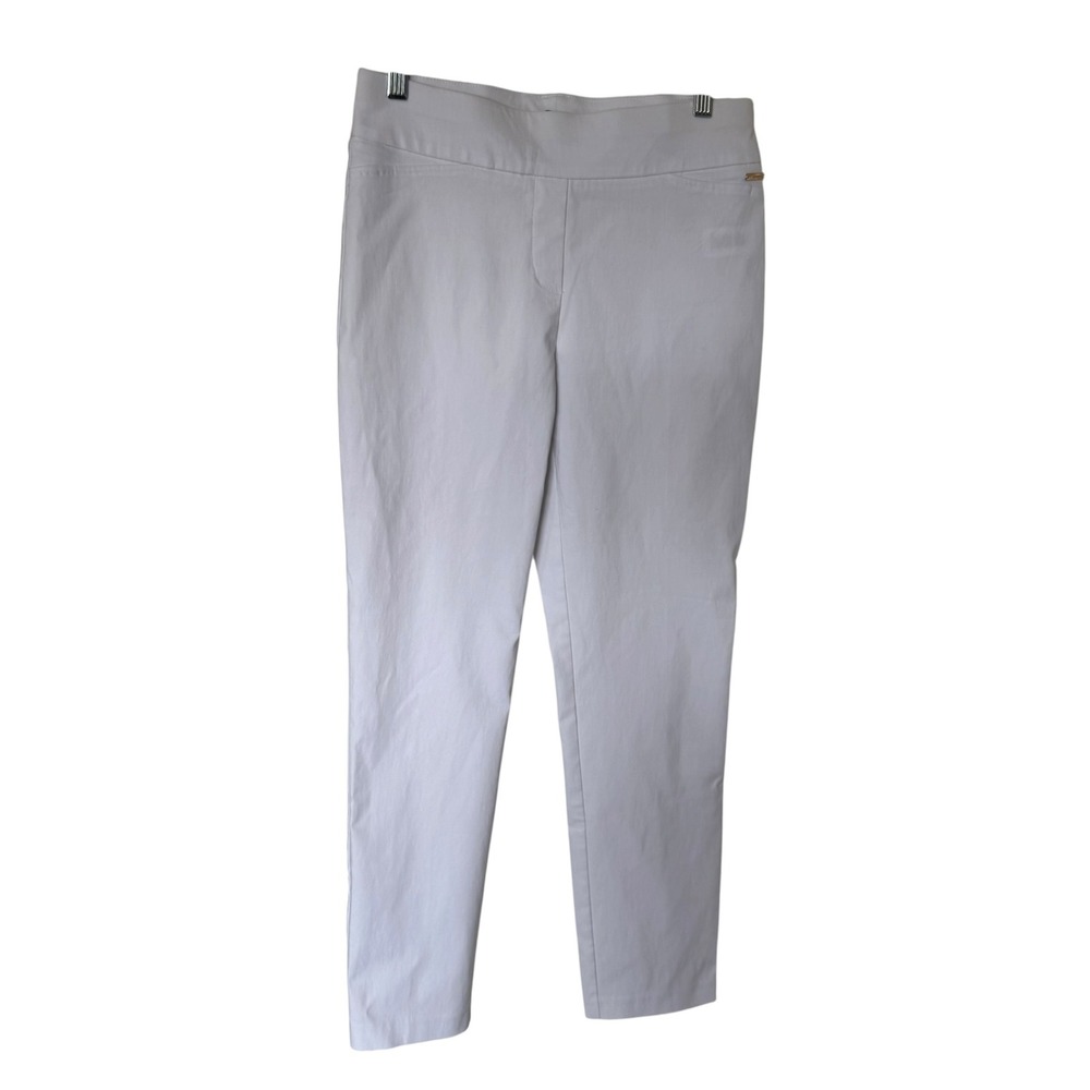T Tahari Pull On Pants Women Small White Excellent Stretch‎ Slim Leg Trousers